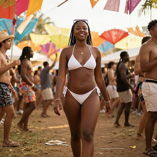 Black Woman at Vibrant Summer Festival