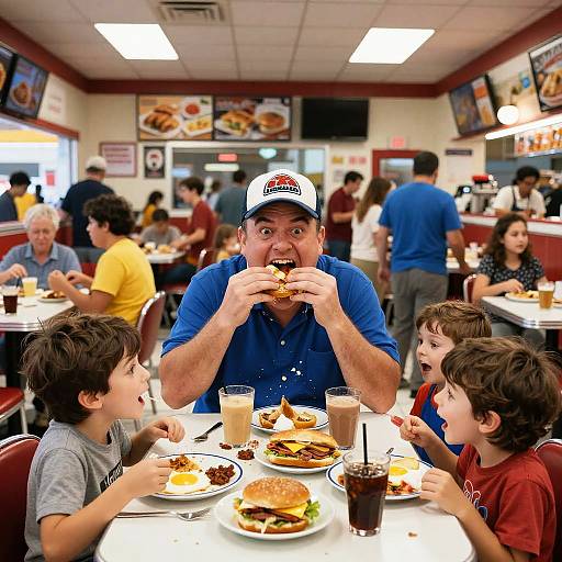 Chaotic Country Diner Breakfast Scene
