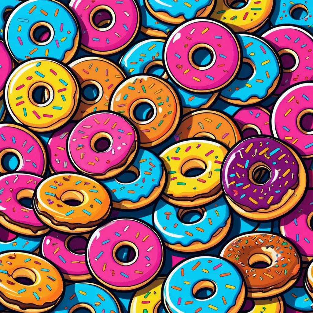 Vibrant Pop Art Donut Sticker Design