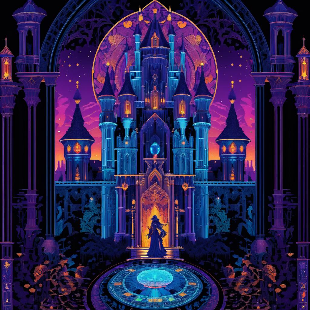 Haunted Castle Tarot Card in Pixel Art