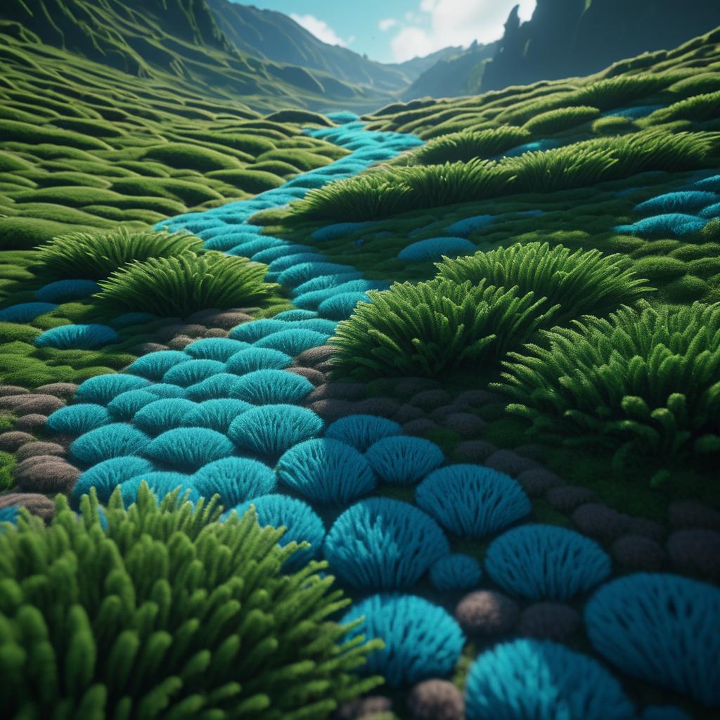 Futuristic Yarn & Moss Landscape Rendering