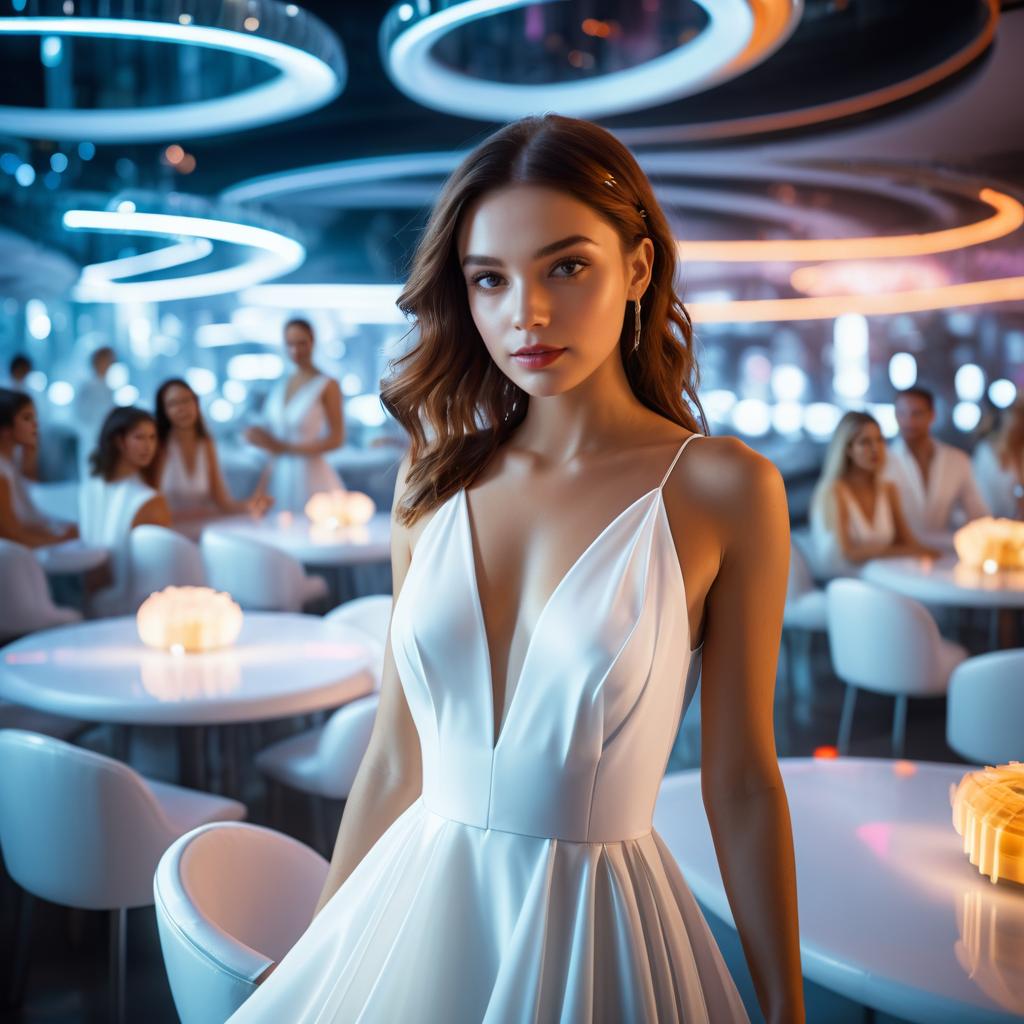 Cinematic Portrait in a Futuristic Restaurant