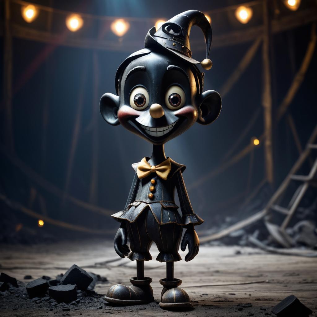 Sinister Pinocchio in an Abandoned Circus