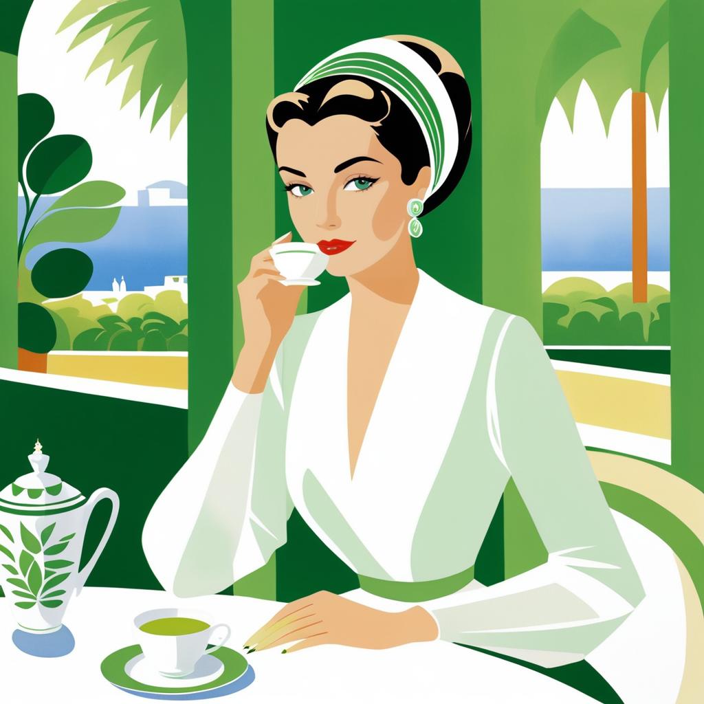 Elegant Woman in a Cafe Setting