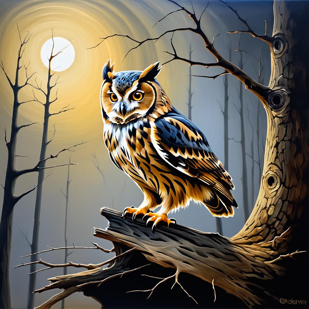 Serene Owl and Scurrying Mouse in Art