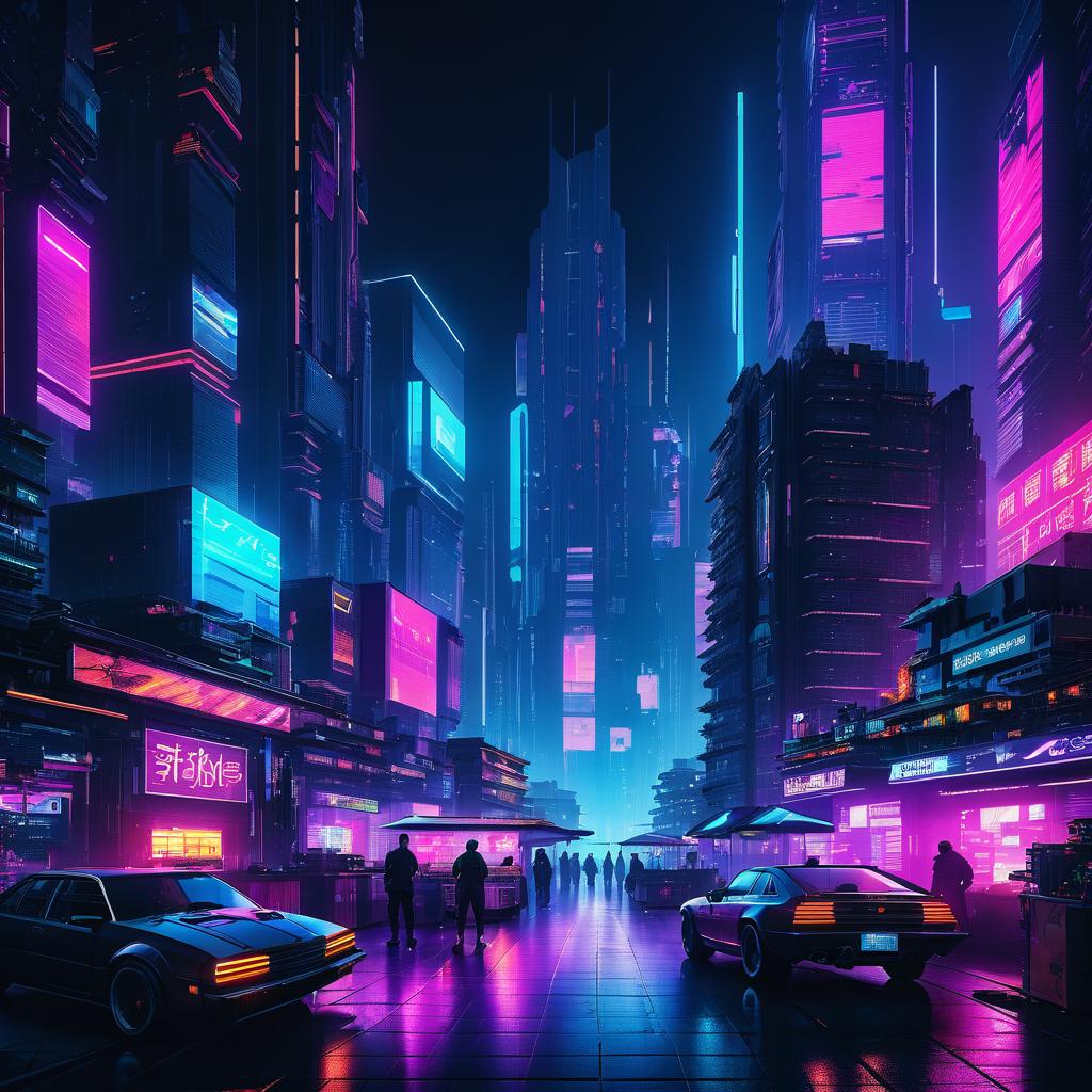 Vibrant Cyberpunk City at Night