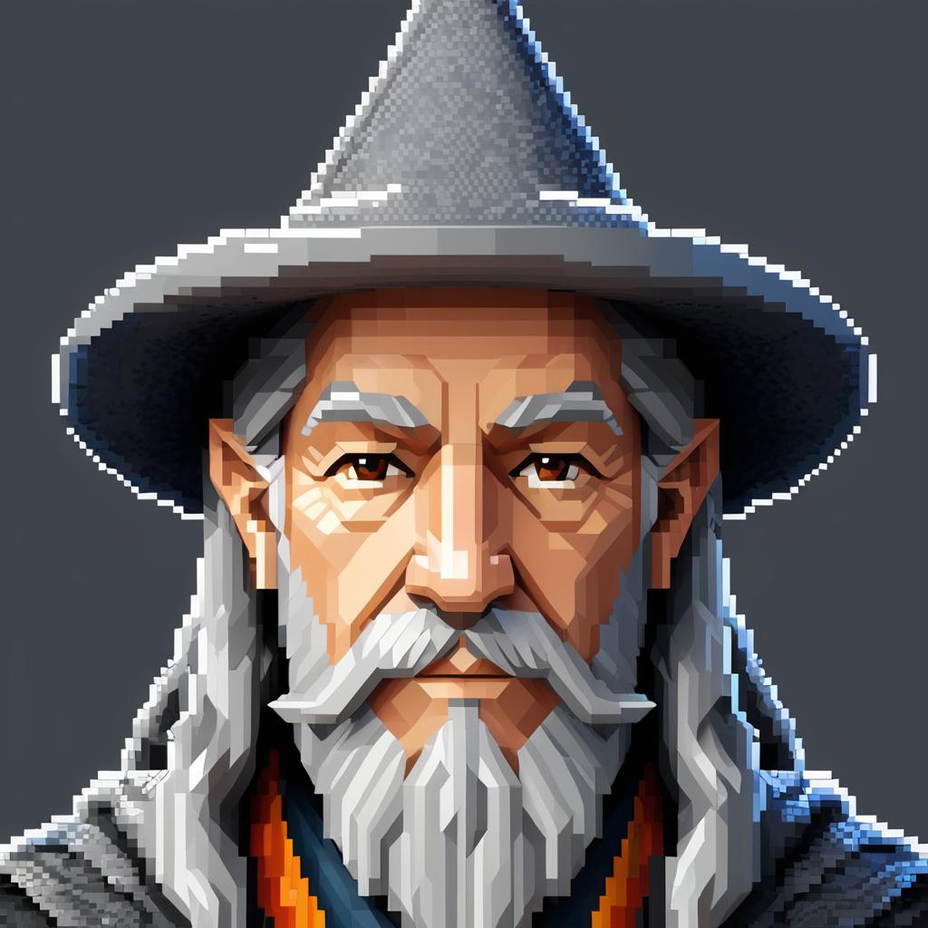 3D Pixel Art Wizard NPC Portrait