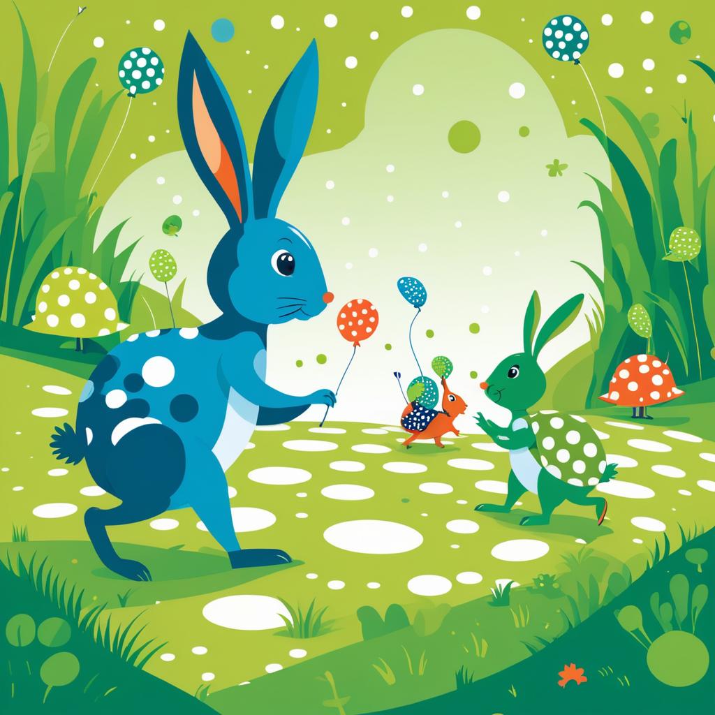 Whimsical Rabbit and Turtle Playtime Scene