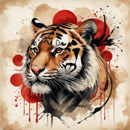 Majestic Tiger in Ink Wash Art