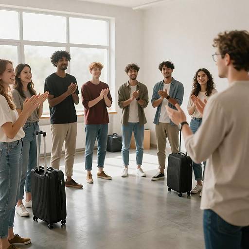 Group Celebration in a Bright Room