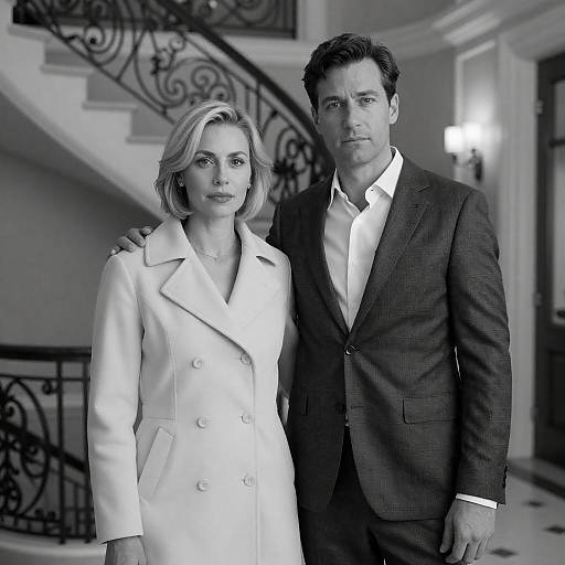 Elegant Black-and-White Couple Portrait
