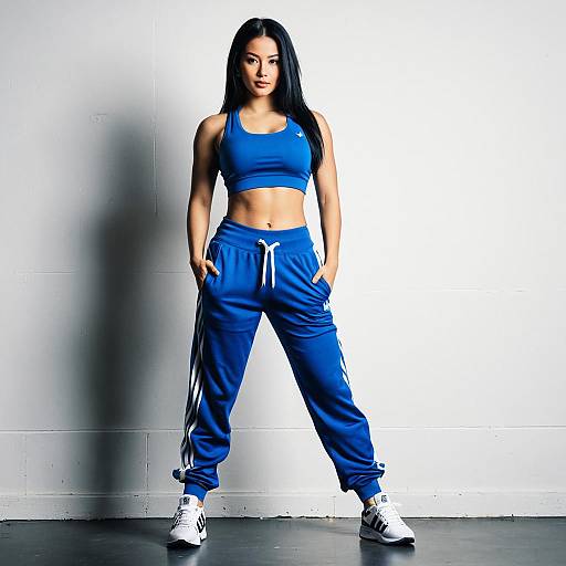 Athletic Woman in Blue Sportswear