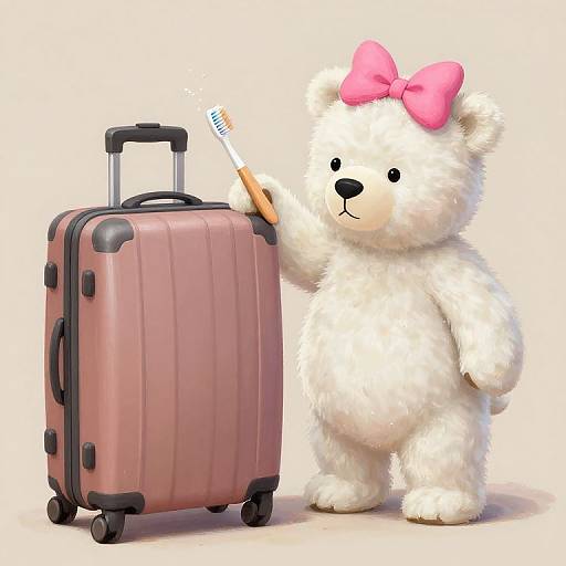 Baby Bear with Luggage Painting