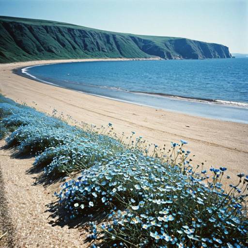 Serene Dreamlike Beach and Hillscape
