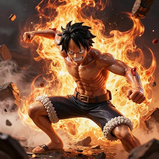 Realistic Luffy in Intense Battle