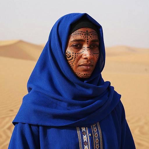 Tuareg Warrior Portrait in Desert