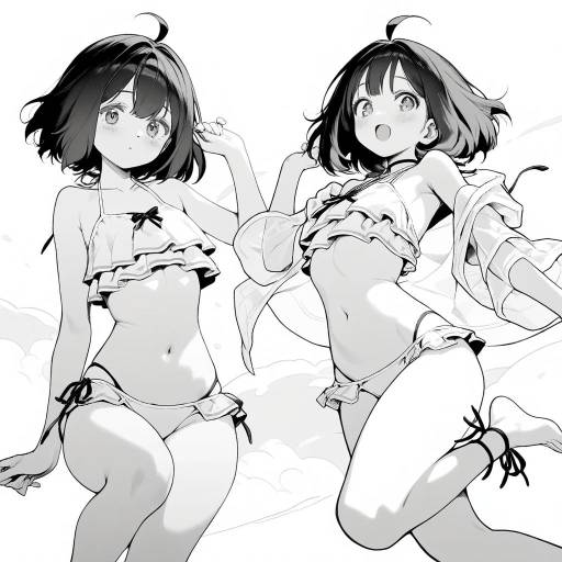 Monochrome Swimsuit Ranka Lee Illustration