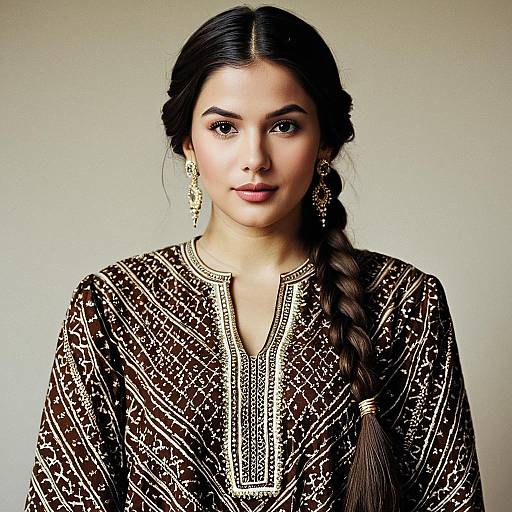 Woman in Modern Arabic Dress with Braid