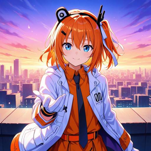 Vibrant Anime Character in Cityscape