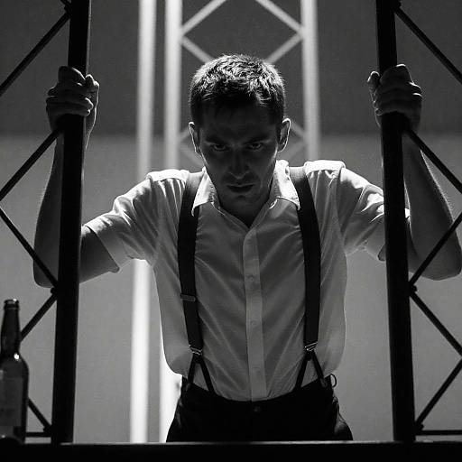 Intense Man in Geometric Shadows