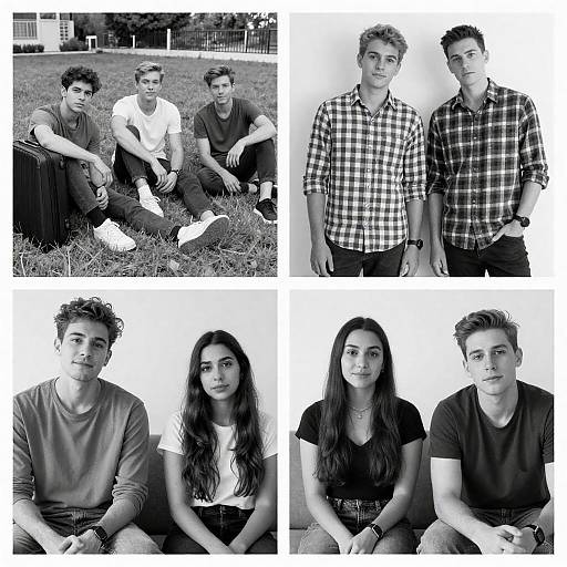 Black-and-White Collage of Young Adults