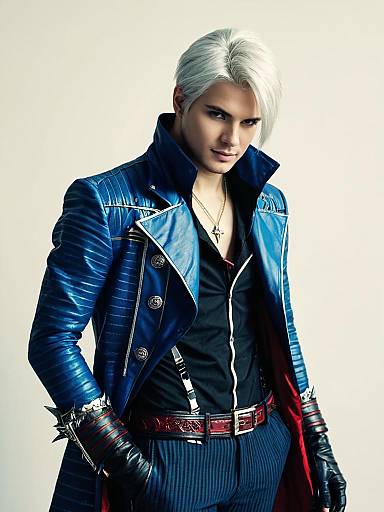 Man in Vergil Devil May Cry Cosplay Costume