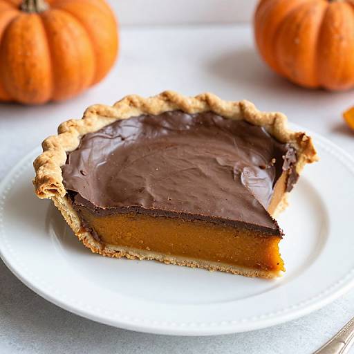 Chocolate Topped Pumpkin Pie Slice