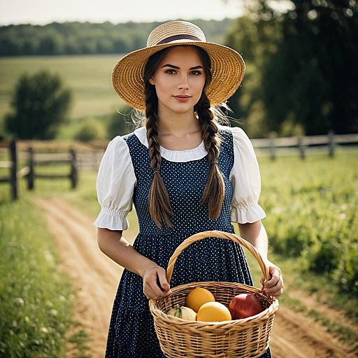 Realistic Farm Woman in Nature Costume