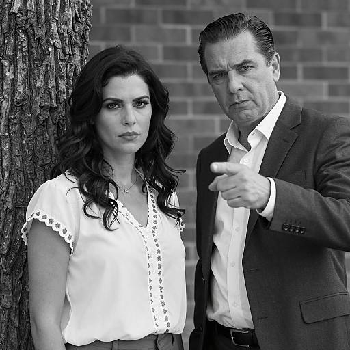 Serious Couple Black and White Portrait