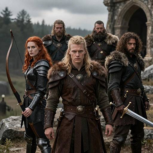 Epic Fantasy Warriors in Battle Stance