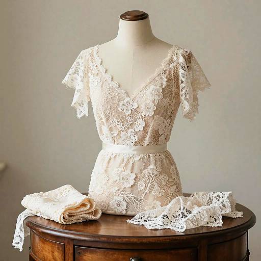 Elegant Lace Lingerie on Vintage Table