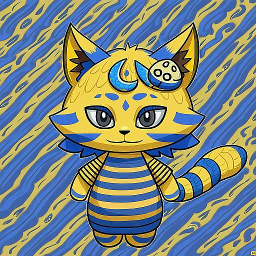 Illustration of Ankha (animal crossing), animal crossing in the style of Beifeng han