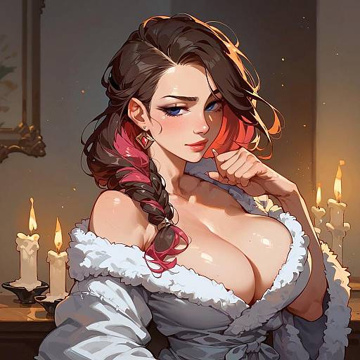 Dusk Portrait of Girl in Satin Robe