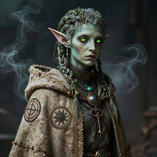 Arcane Elf Scholar with Glowing Eyes