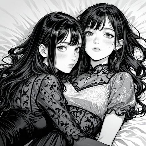 Monochrome Bliss: Two Girls in Greyscale