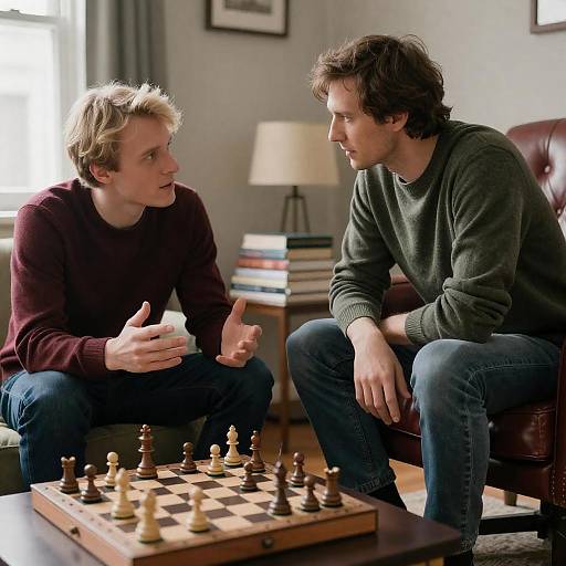 Cozy Chess Conversation in a Warm Room