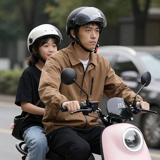 Joyful Ride on a Pink Scooter