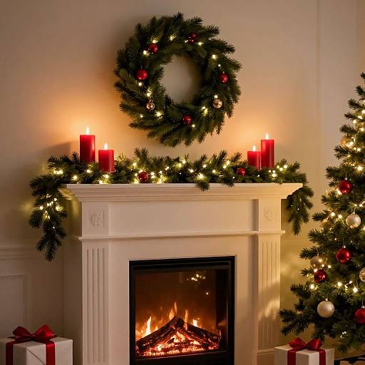 Cozy Festive Fireplace Christmas Scene