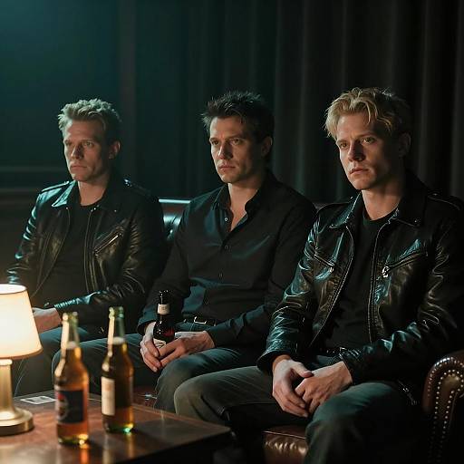 Three Men in a Dimly Lit Room