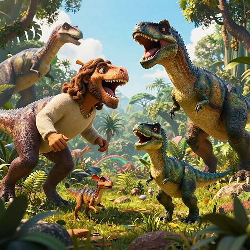 Jesus and Dinosaur Exploring Prehistoric Jungle