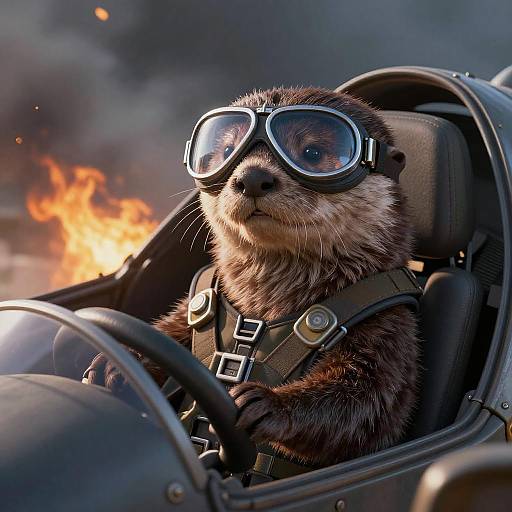Otter Pilot in Battle Cockpit