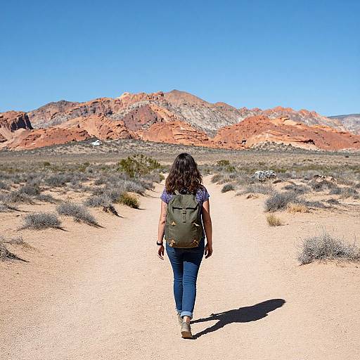 Woman Hiking Desert Trail Bonnie Springs