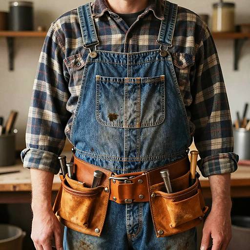 Vintage Workwear in Rustic Workshop