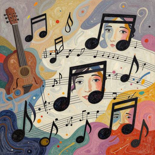 Surreal Music Notes With Faces