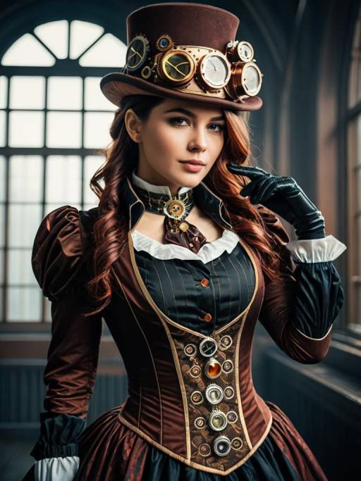 Cinematic Steampunk Lady Costume Portrait