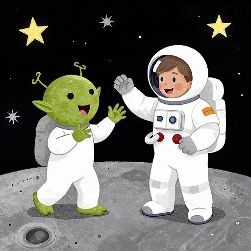 Playful Children on the Moon