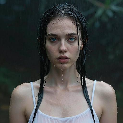 Dramatic Rain Portrait of a Woman