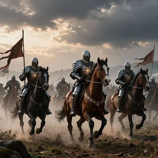 Armored Knights Charging at Dawn