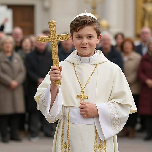Boy in Pope Costume with Cross