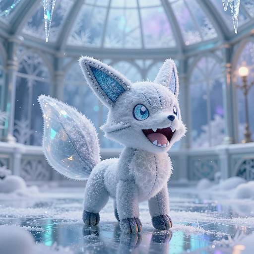 Hand-stitched Ice Fox Plush in Frosted Conservatory